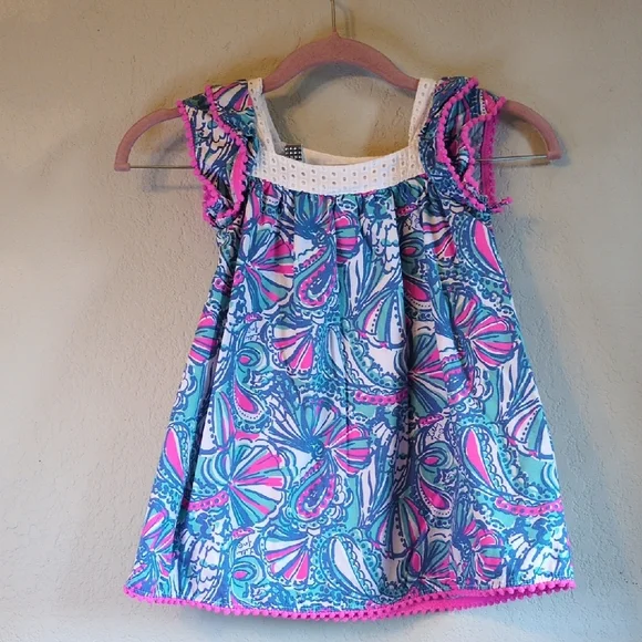 Lilly Pulitzer My Fans Dress 100% Cotton  kids 2T - Picture 5 of 5